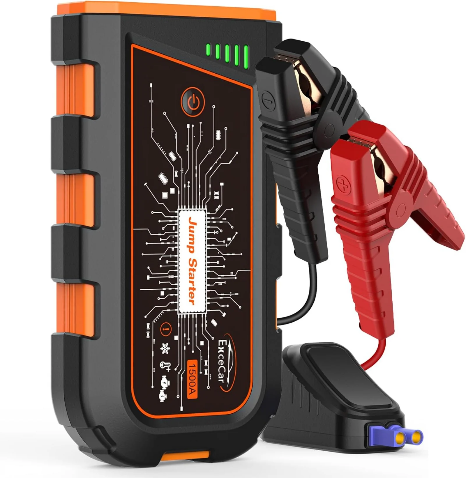 

Автомобильный стартер 1500A Peak 12V Портативное зарядное устройство Power Bank с перемычками для газовых двигателей до 7,0 л и дизельных двигателей емкостью 4,5 л