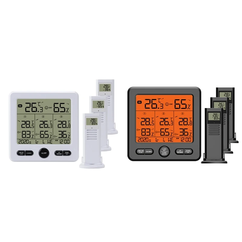 Weather Station Indoor/Outdoor Wireless Sensors Digital Thermometer Hygrometer LED LCD Display Thermometer