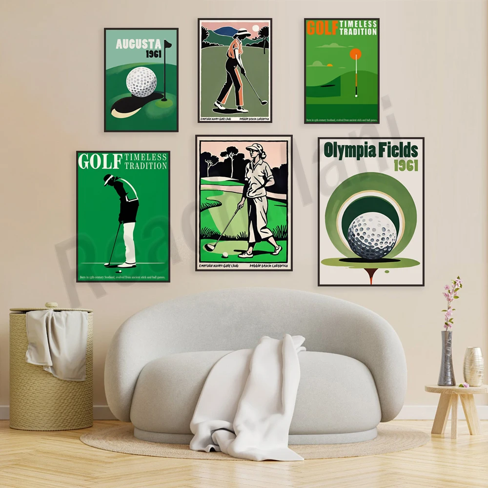 Vintage Golf Poster - Woman playing golf, classic golf tournament, perfect decoration for golf clubs, perfect gift for golfers