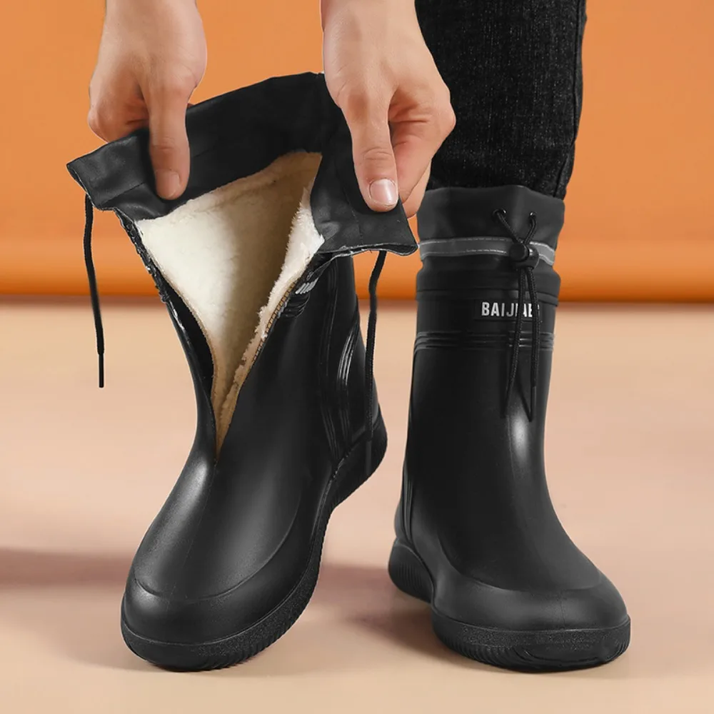 

Men's Women's High-End Rain Boots Closed Rainproof and Waterproof Short and Mid.Calf Length Non-Slip Drawstring Rubber Boots