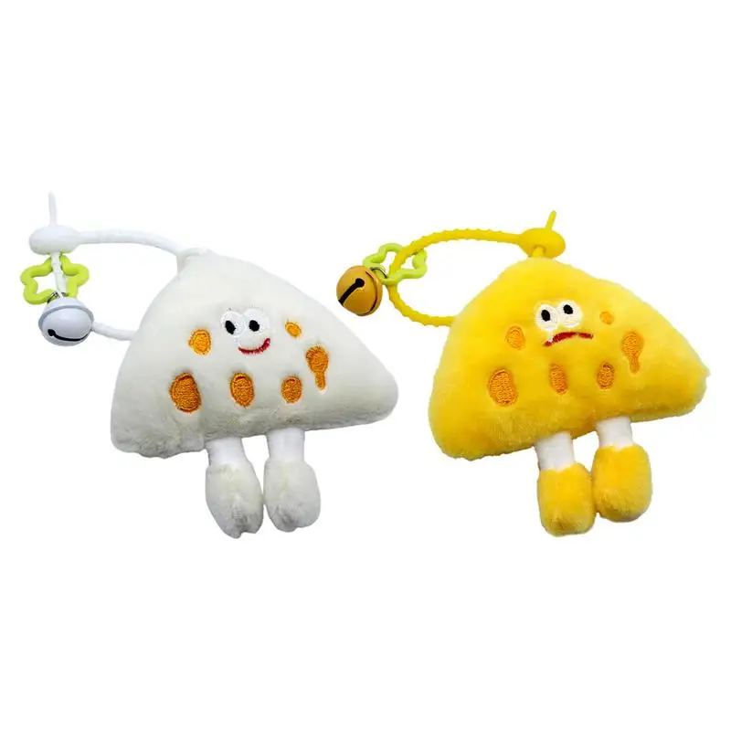 Cute Cheese Plush Toy Doll Keychain Fluffy Soft Stuffed Food Plushies With Bell Exquisite Funny Plush Pendants Toys For Clothing