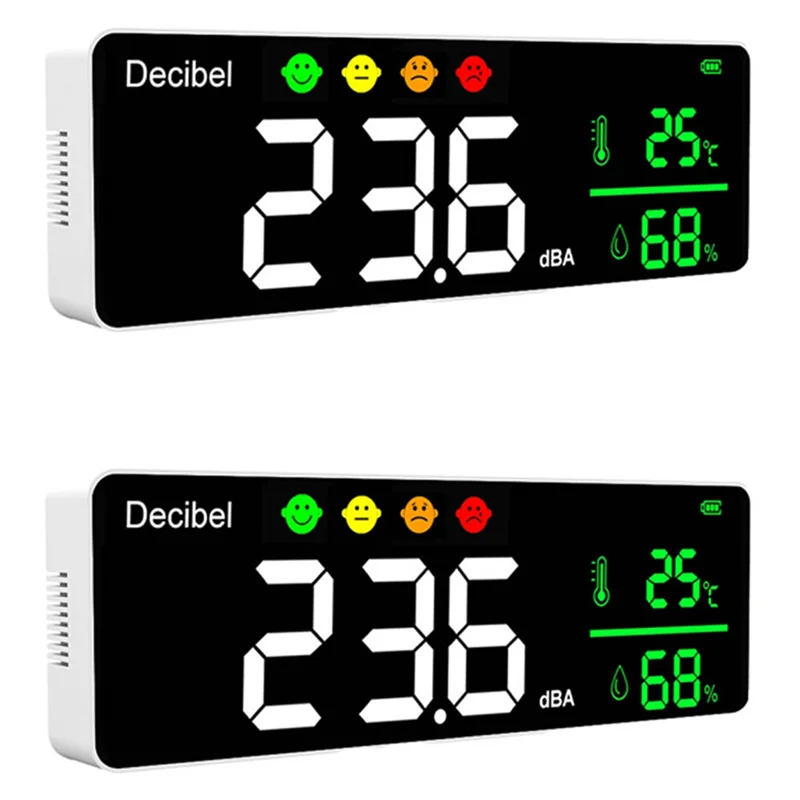 Daily 2X DM1306D Digital Decibel Sound Meter Smart Wall Mounted Noise Detector 30-130DB Temperature And Humidity Monitor