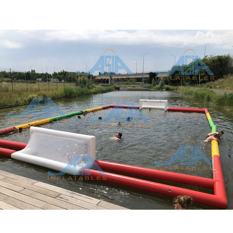 Factory Direct Sales Big PVC Tarpaulin Floating Inflatable Water Polo Filed / SUP Polo Field / Beach Water Polo With Goal