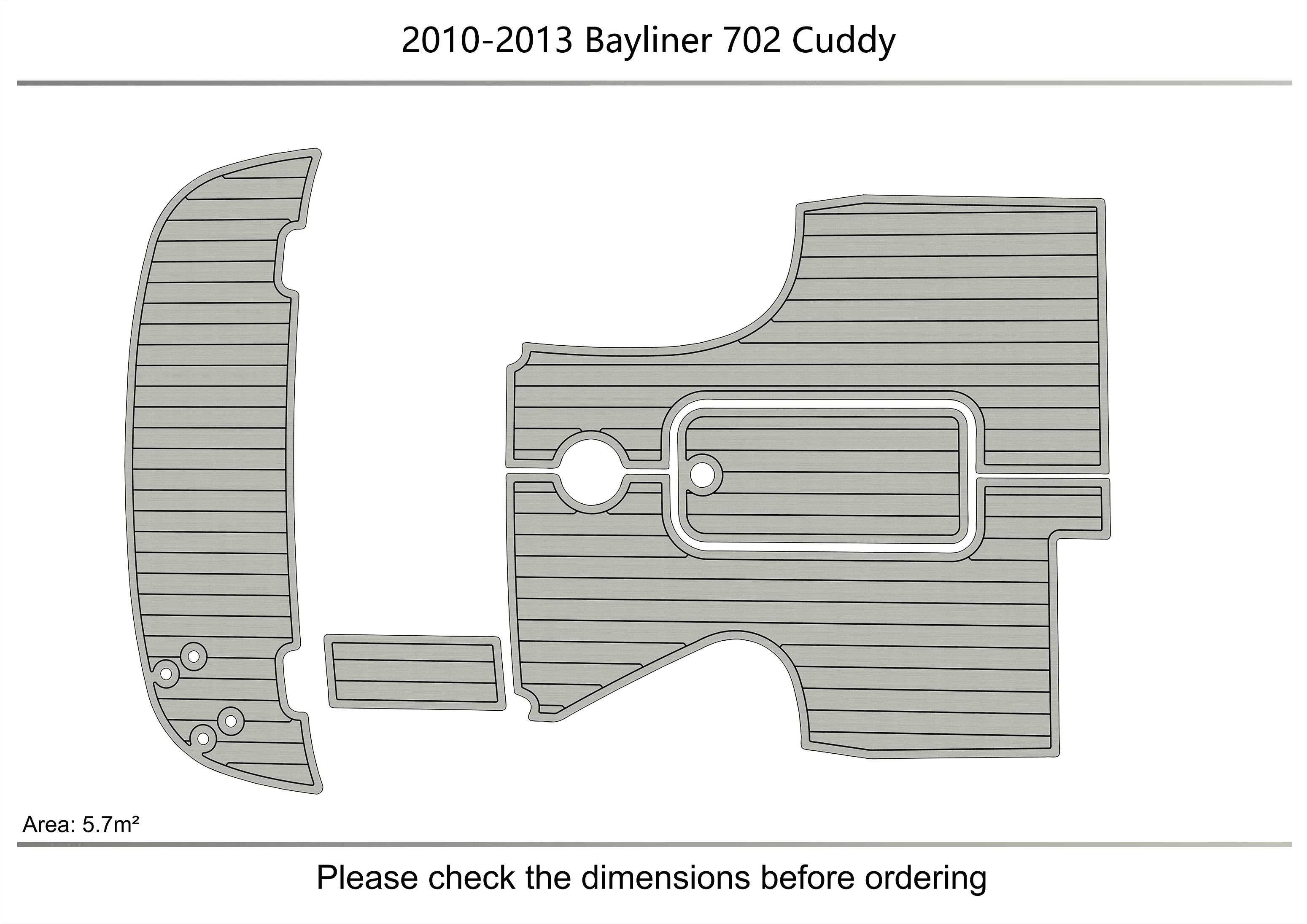2010-2013 Bayliner 702 Cuddy 1/4 "6 مللي متر إيفا رغوة عدم الانزلاق بولي كلوريد الفينيل خشب الساج التزيين البحرية حصيرة أكوا جاتستيب السجاد أرضية بحرية #3