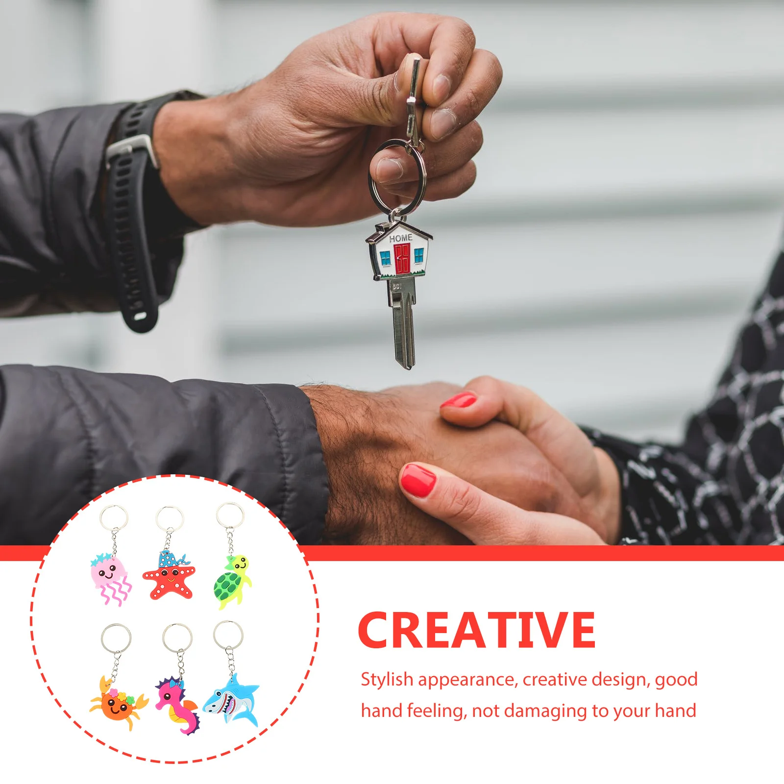 

12pcs Ocean World Keychain Pendants Animal Key Rings For Bag Handbag Purse Decor Key Accessories Decorative Keychains