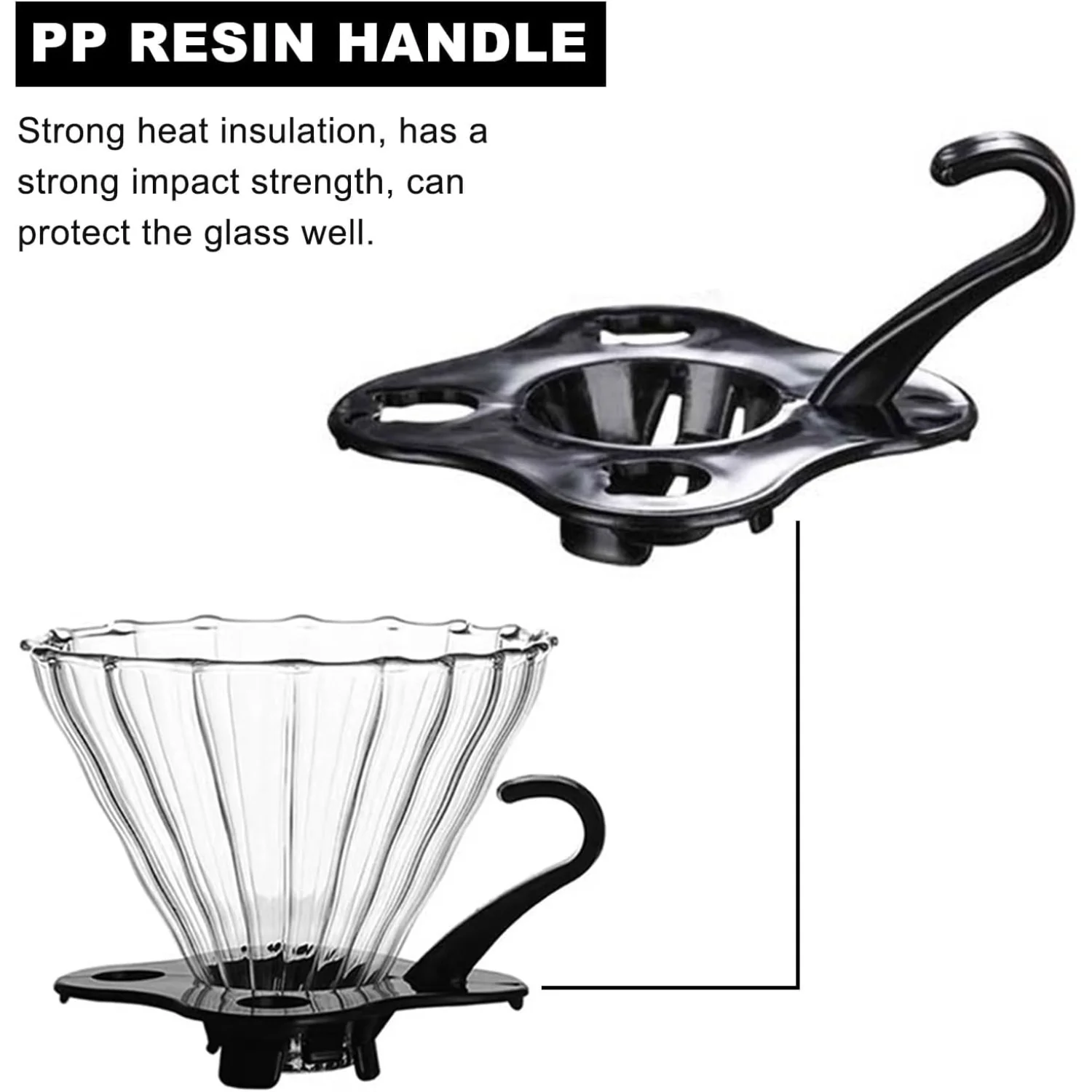 

Pour Over Coffee Maker V60 Size 02，1-4 Cups，Reusable Glass Coffee Dripper With Handle, Slow Brewing Coffee Pour Over for Ca