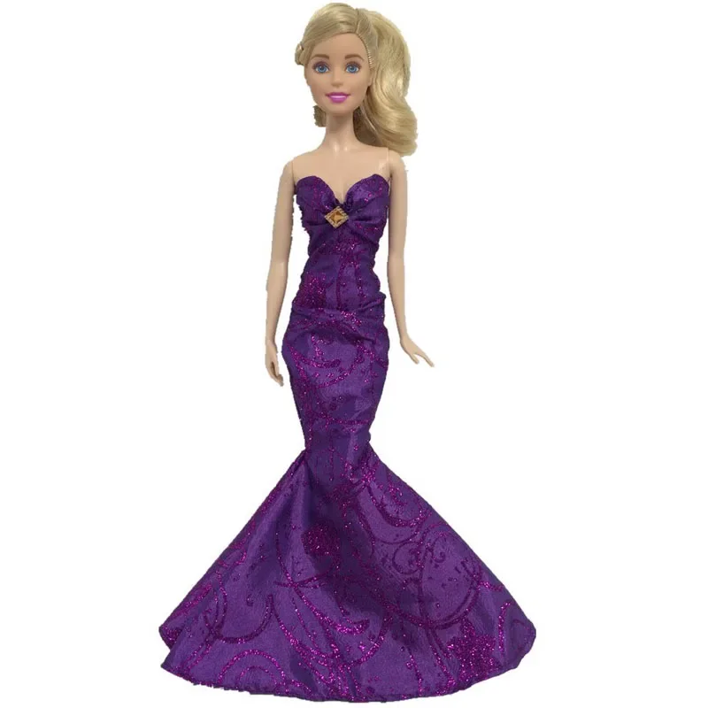 1/6 BJD Clothes Purple Charming Mermaid Doll Dress for Barbie Doll Clothes FR Kurhn Evening Gown 11.5