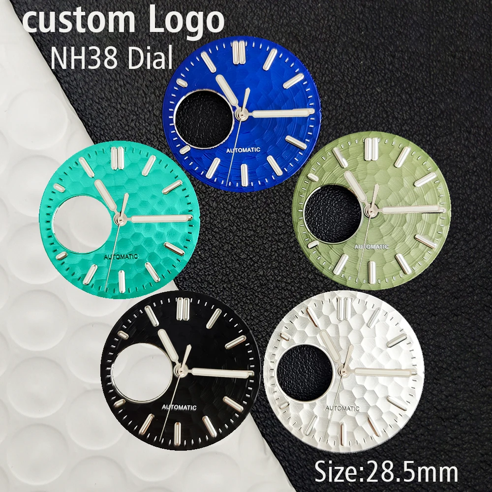 28.5mm unmarked textured dial, suitable for NH35/36/38 automatic movement C3 brightness silver case module parts