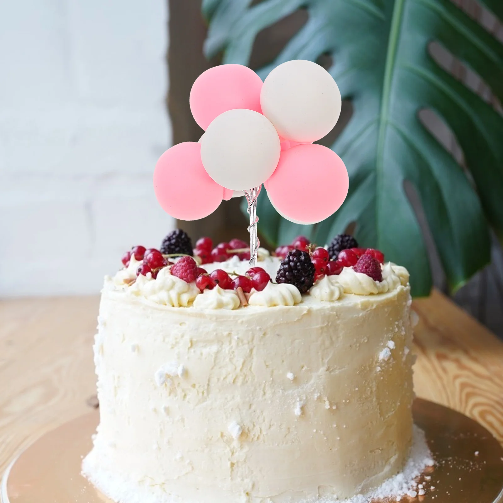 

2 Pcs Toppers Balloon Clay Wire Balloon Design Toppers Reusable Wedding Birthday Cake Insert Dessert Topper