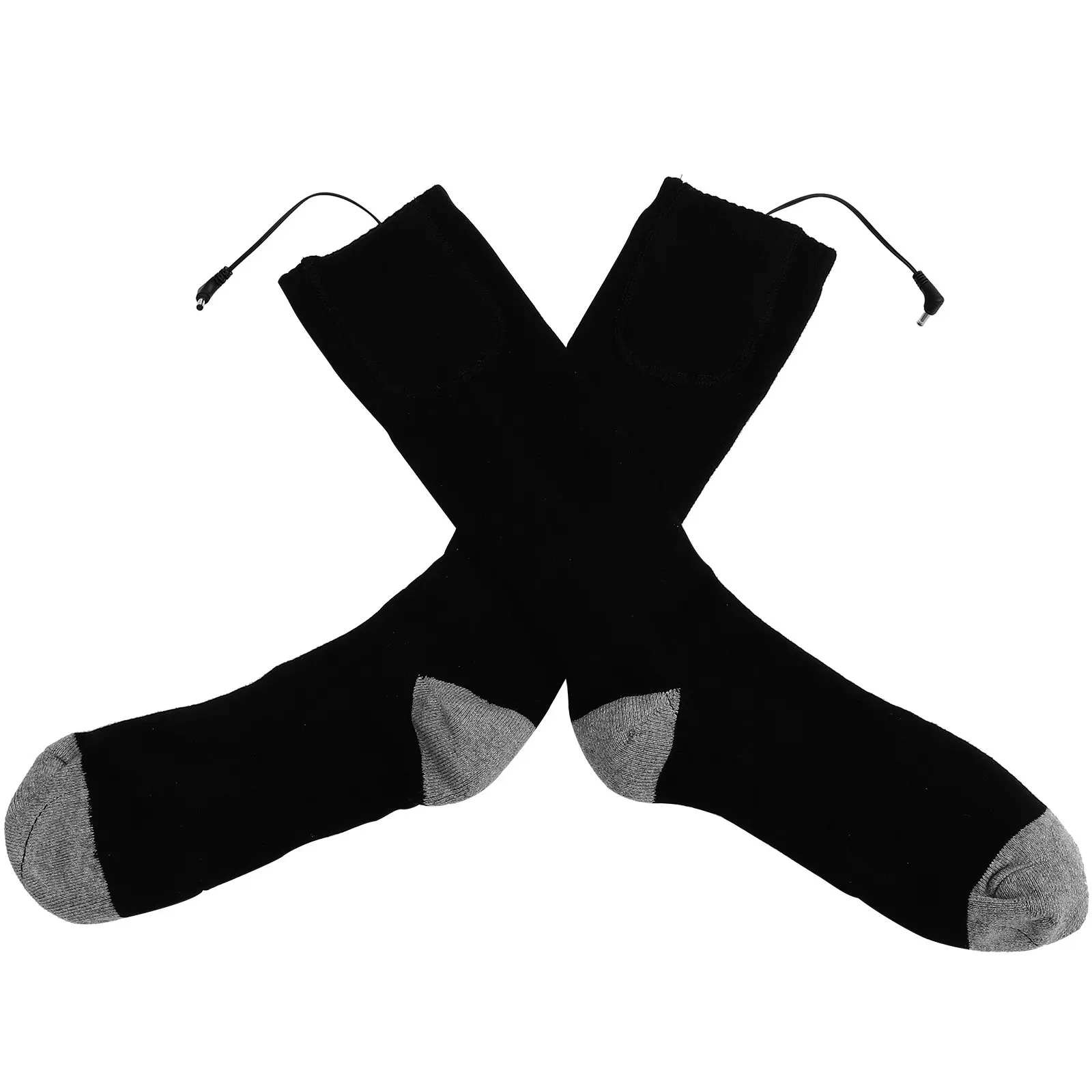 

1Pair Men Rechargeable Heating Socks Thick Cotton Stockings Black USB Electric Warm Socks for Skiing Walking Traveling Outdoor