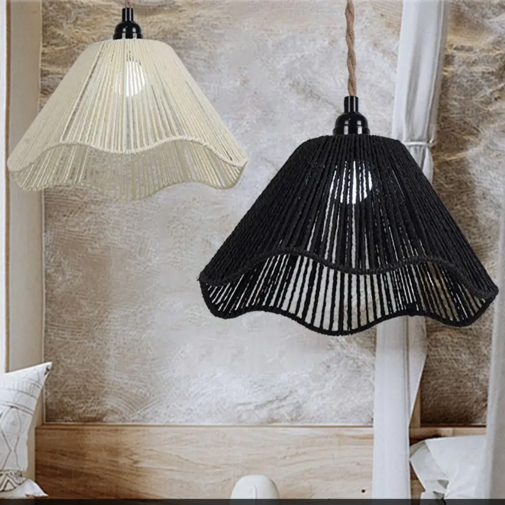 Home Decor Dustproof Lampshade Retro Creative Woven Pendant Lamp Cover Vintage Rustic Chandelier Lampshade Teahouse Dining Room