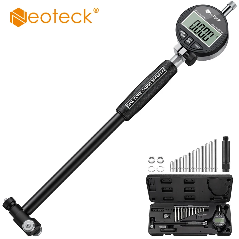 Neoteck 2-6 Inch Digital Indicator Bore Gauges 0.01mm Accuracy Dial Bore Gauge Internal Measurement Cylinder Tool 50-160mm