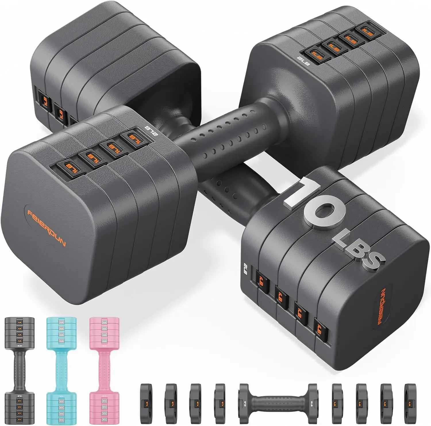 

5-in-1 Adjustable Dumbbell Set for Women, 12LBS/20LBS Hand Weights, Quick Adjust Home Gym & Outdoor Fitness