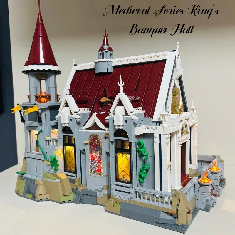 

Medieval Series King's Banquet Hall Building Blocks Large Building Assembly Models Street View Ornaments Collectibles Gifts