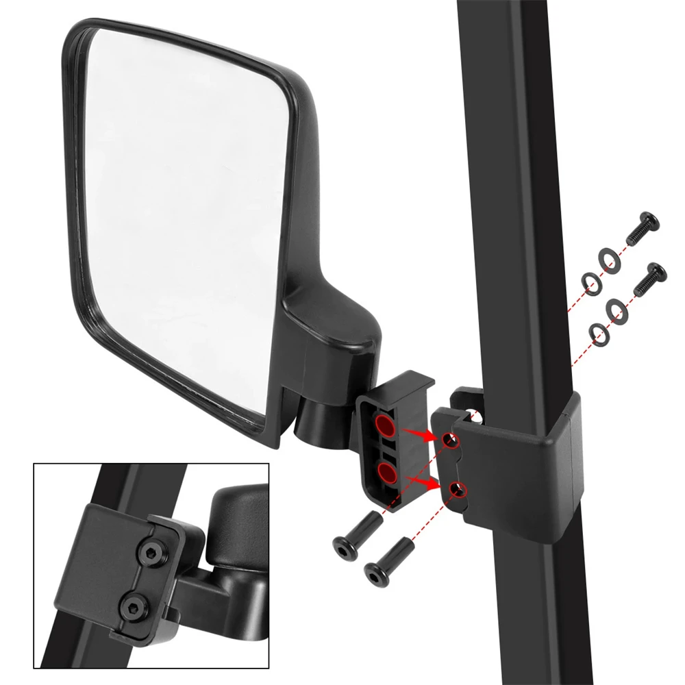 

For Yamaha for Club Car for EZGO Golf Cart Mirror No Drilling Side Mirrors Universal,Folding Side Rear View Mirrors HD Glass