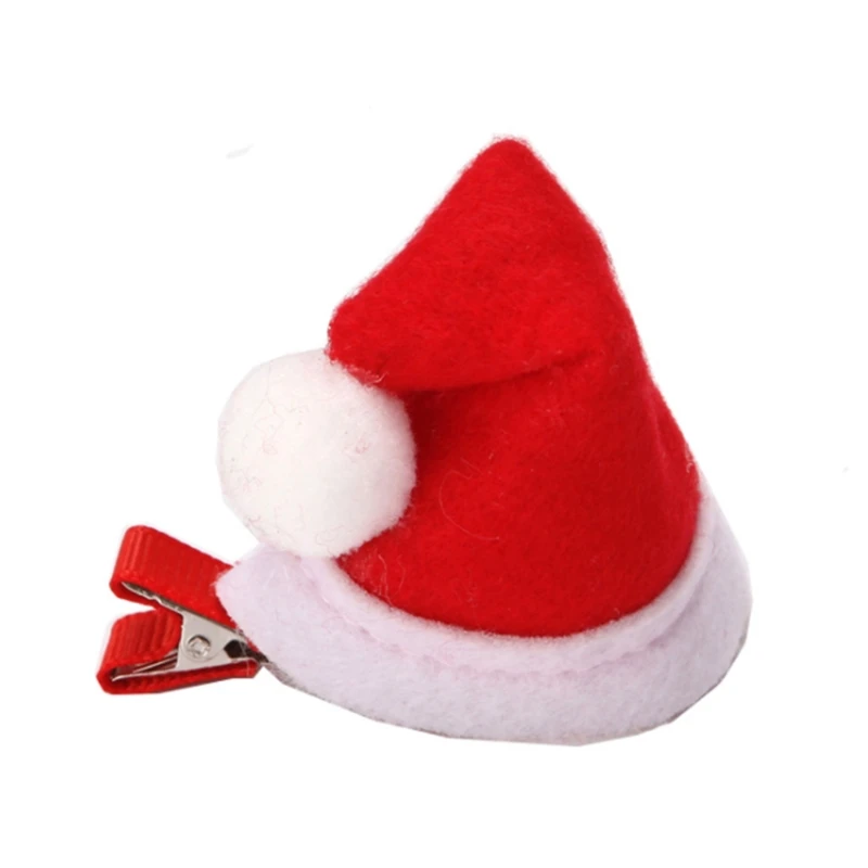 Christmas Hat Hair Clips Mini Hat Duckbill Clip Xmas Hat Hairpin Santa Hat Non-Slip Hair Side Clips Hairstyle Tool