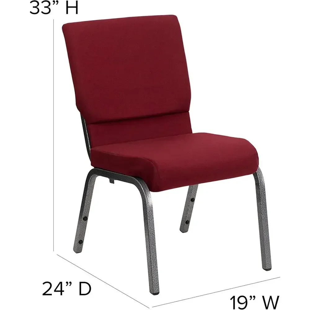 18.5 Wide Stackable Church Chair with Bury Fabric and Silver Vein Design