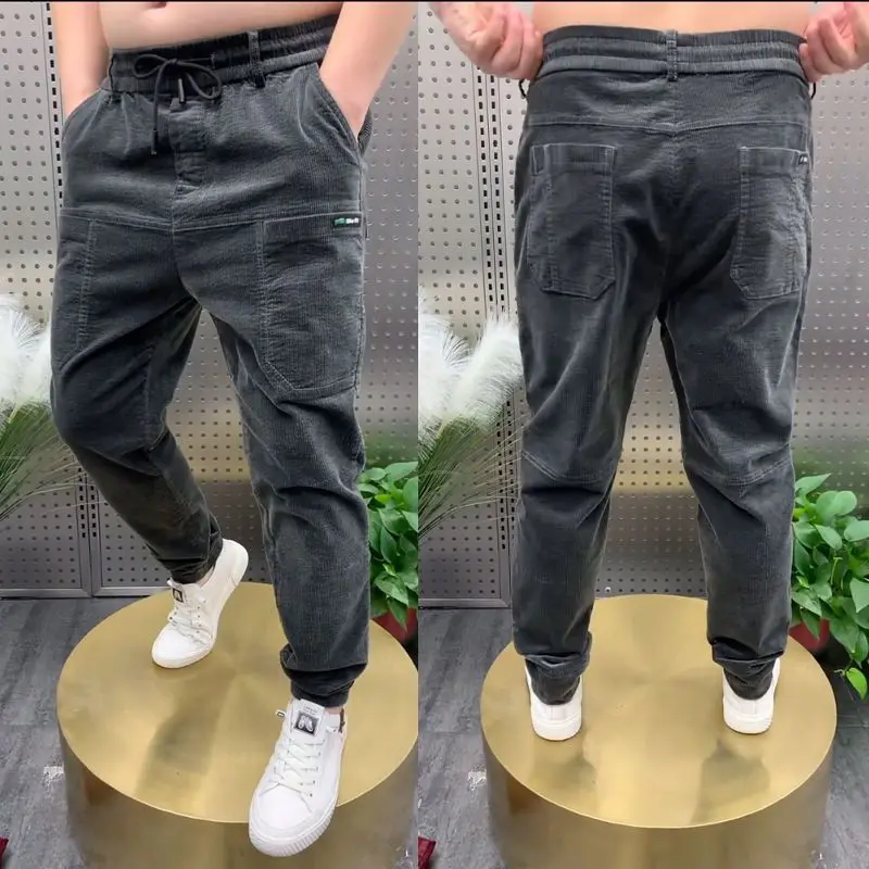 New Spring Autumn Men's Casual Pants Loose and Versatile Six-pack Dad Pants Middle-aged Elastic Small Foot Straight-leg Trousers