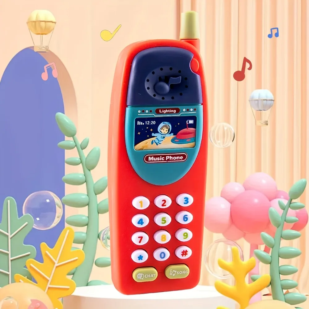 Quebra-cabeça de educação infantil, divertido, multifuncional, simulação de história de música, telefone celular com efeitos sonoros e de luz para presentes infantis