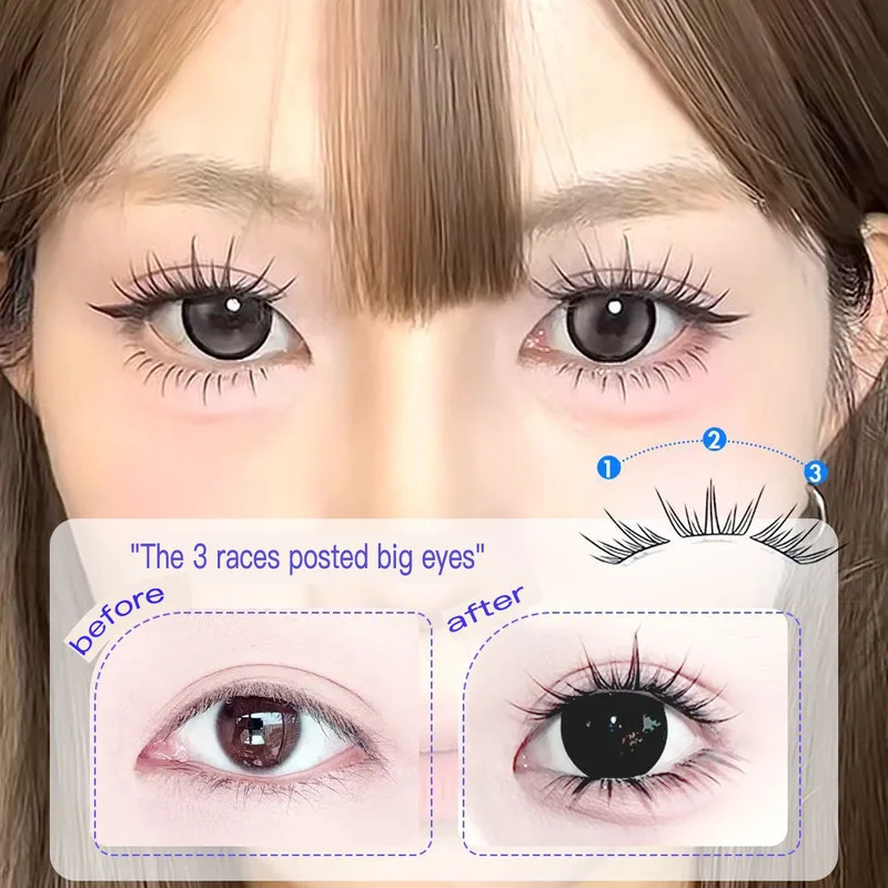 YOULA Summer Blue Tears Kleberfreie falsche Wimpern, neue große Volumen-Locken, natürliche, lebendige, realistische, dünne Laken