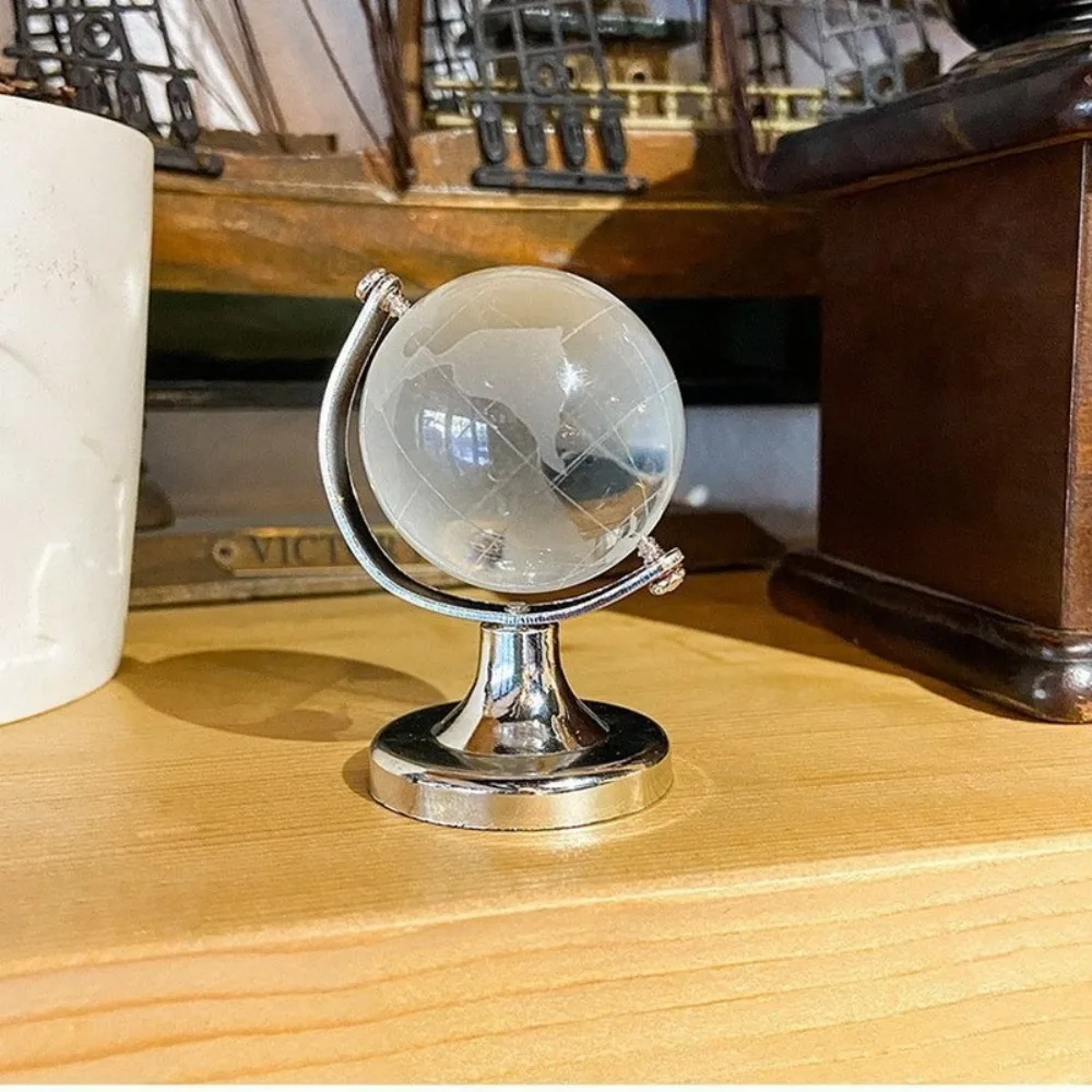 Transparent Round Earth Globe Crystal World Map Clear Sphere With Stand for Desk Crafts Art Teaching Tools Desk Accessories