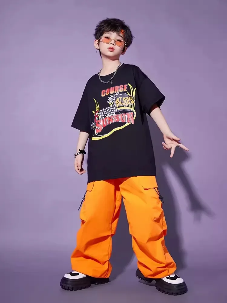 Kids Street Dance Hip Hop Kleding Jongens Losse T-Shirt Broek Meisjes Jazz Modern Dance Performance Kostuum Tieners Vrijetijdskleding