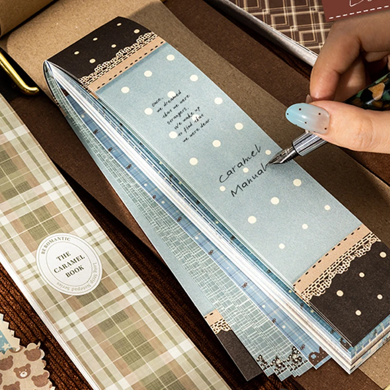 Mr. Paper 50Sheets/Book Caramel Brown Long Note Pad Grid & Dot Pattern for Journal Scrapbooking DIY Calendar Envelope Card