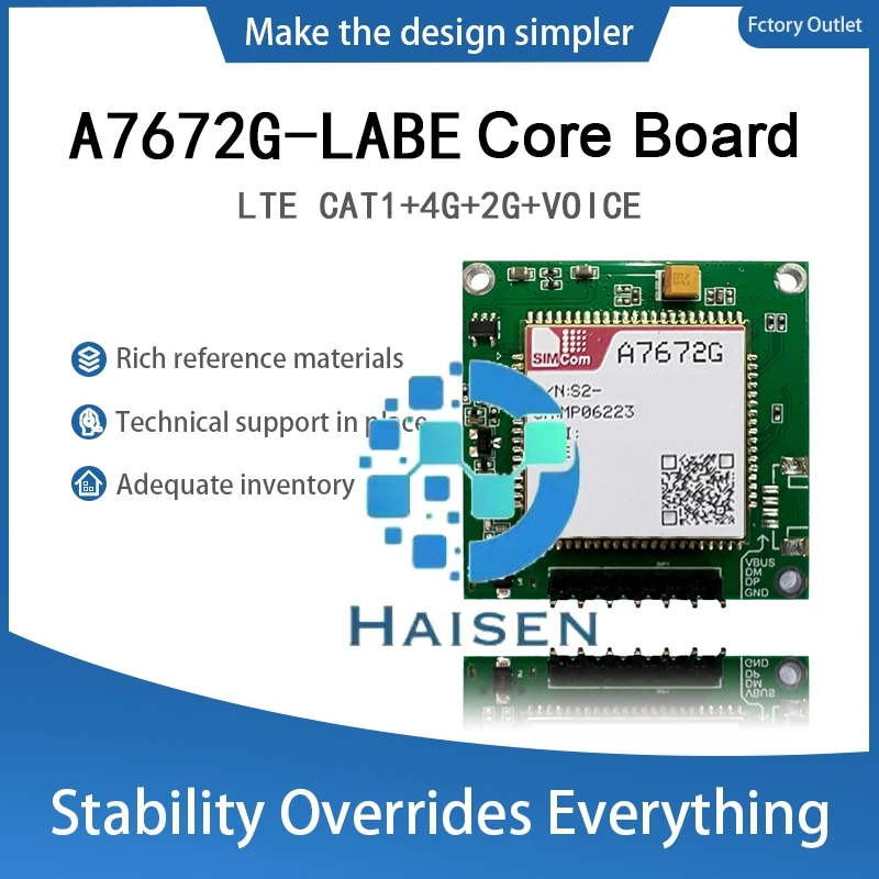 HAISEN SIMCOM A7672G-LABE Placa central LTE CAT1 4G 2G Módulo de placa de desarrollo de voz Módem A7672 A7672G