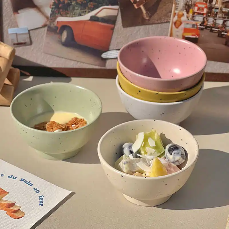 Korean Ink Splash Ceramic Bowl Household Mini Soup Bowls Delicate Dessert Yoghurt Bowl Kitchen Utensil