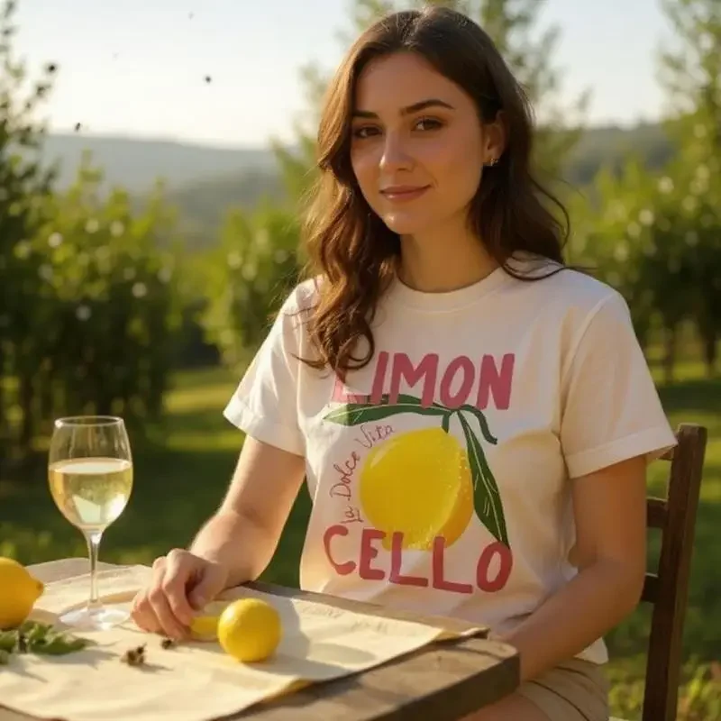 Camiseta LIMON Cello para mujer, cuello redondo, con diseño de rodaja de limón, informal, para verano