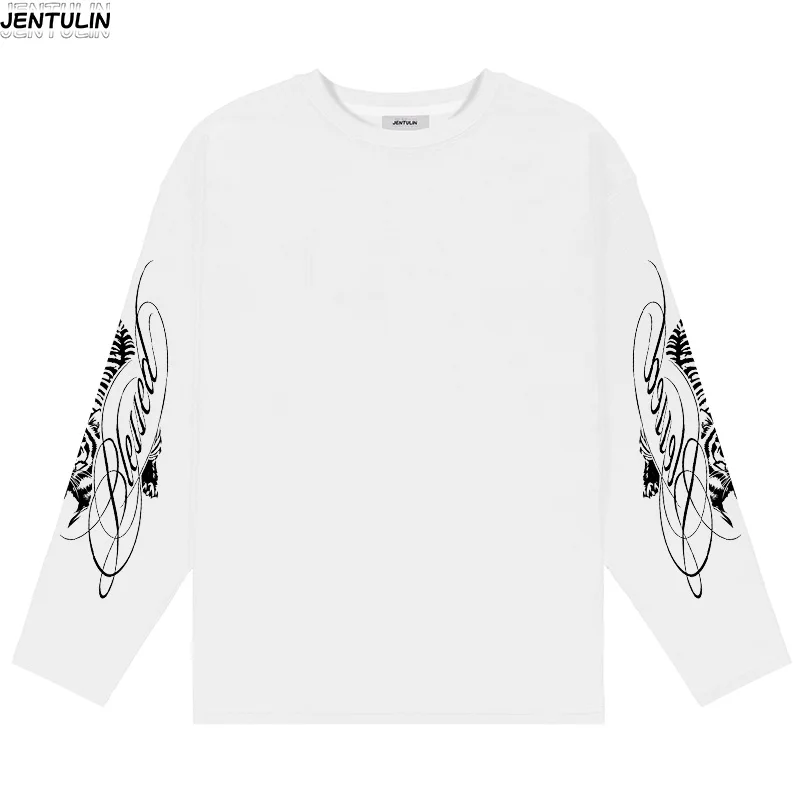 Aesthetic Graphic Long Sleeved T-shirt Top Punk Goth Tight Fitting Long Sleeved Shirt Retro Boy Slim Fit Long Sleeved Clothing