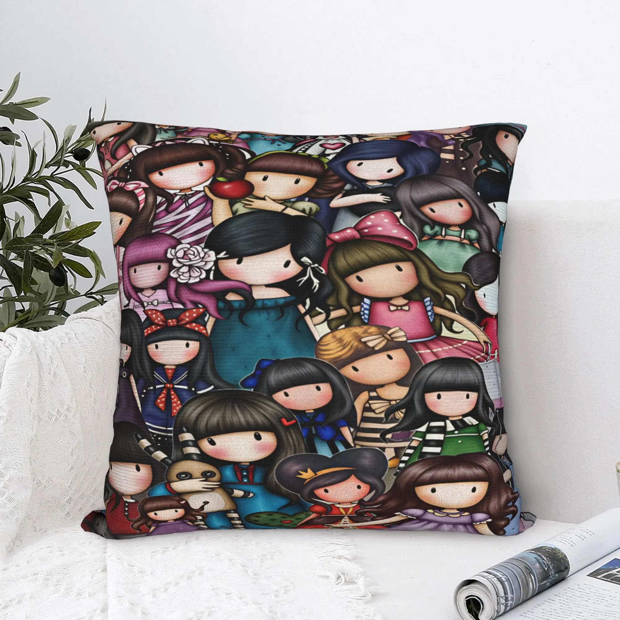 Cartoon Girl Santoro Gorjuss Pillowcases  Cute Funny Pillow Case For Sofa Home Decor Square Pillow Cover