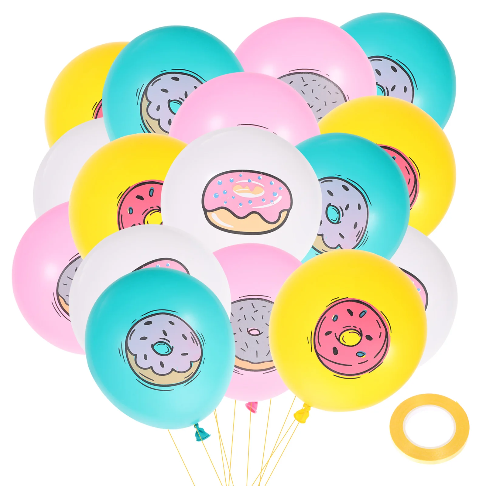 

32 Pcs Donut Balloons Birthday Latex Emulsion Decorative Doughnut Party Supplies Shiny Smooth Self Seal Leak Proof Sweet