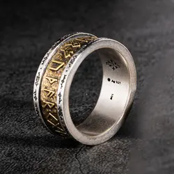925 Silver Nordic Viking Runes Silver Ring Silver Welded Copper Fashion Tail Ring Index Ring Jewelry