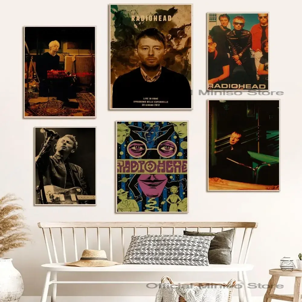 R-Radiohead Rock Band Music Art Kraftpaper Poster Paper Print Home Living Room Bedroom Entrance Bar Cafe Art Painting Decoration