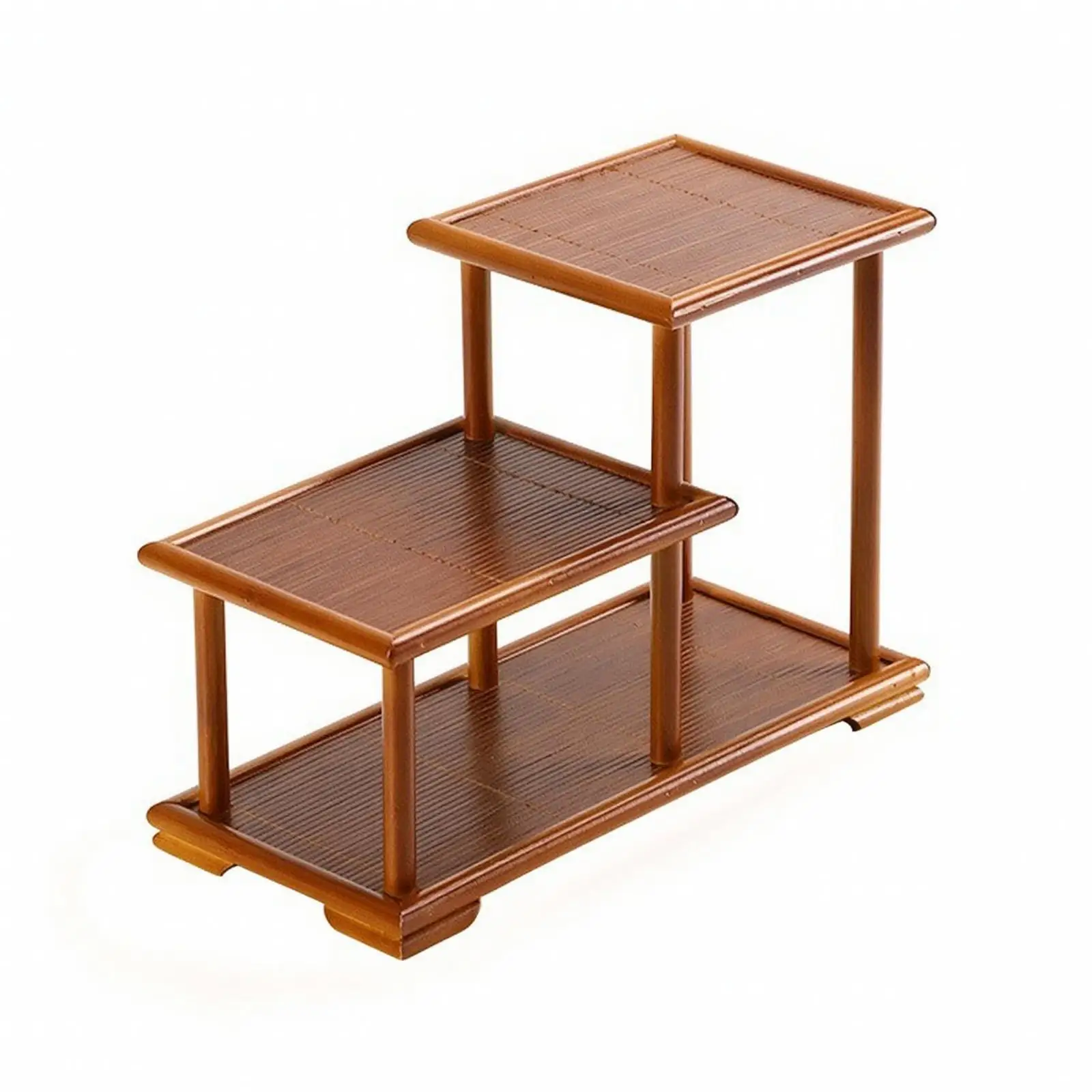 Tiered Bamboo Organizer Environmentally Conscious Stepped Tea Tray Lightweight