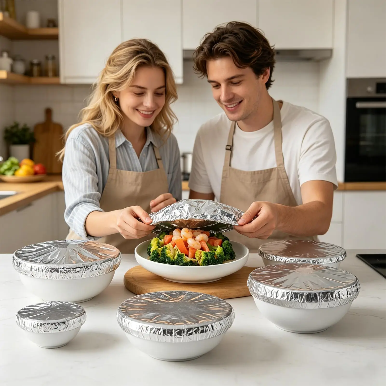 30pcs Aluminum Foil Cover Heat-Resistant Insulation Lid for Bowls Plates Keep Food Warm Fresh Kitchen Food Grade Cling Wrap