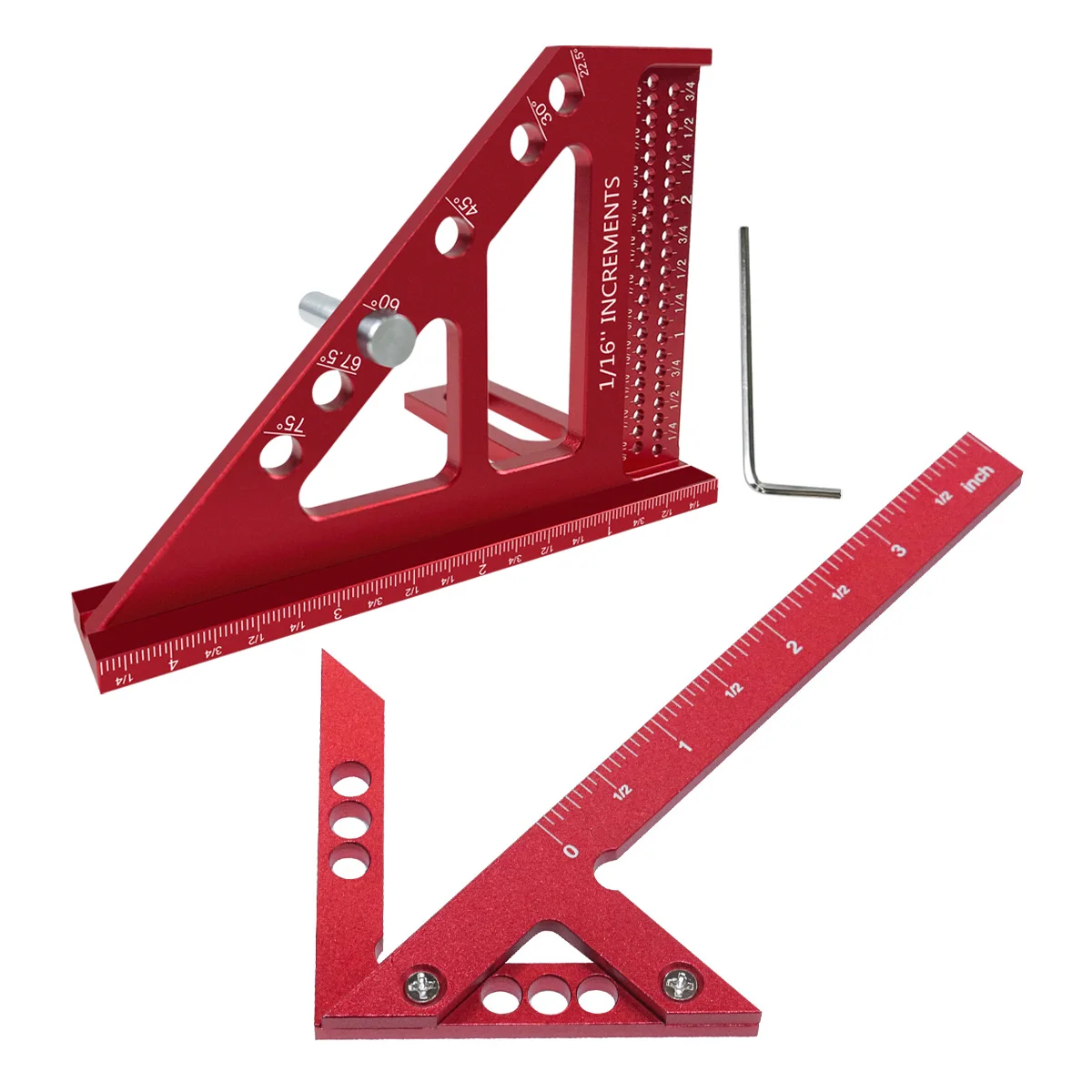 Новая комбинированная деревообрабатывающая алюминиевая дюймовая центральная писец, плотницкая линейка и алюминиевый квадратный транспортир 45/90 градусов