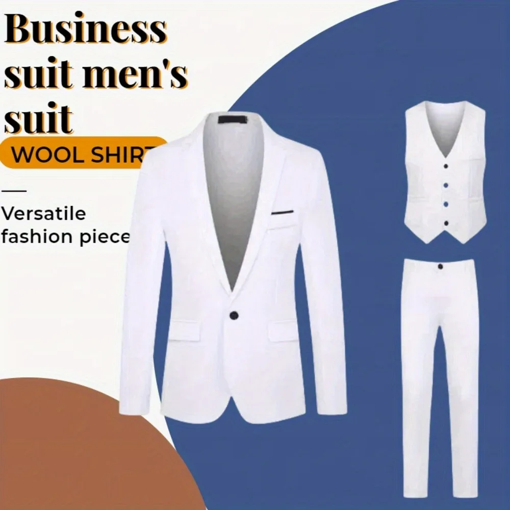 

Костюм-тройка большого размера для мужского бизнеса, отдыха, свадьбы, универсальный новый модный костюм 2025 года