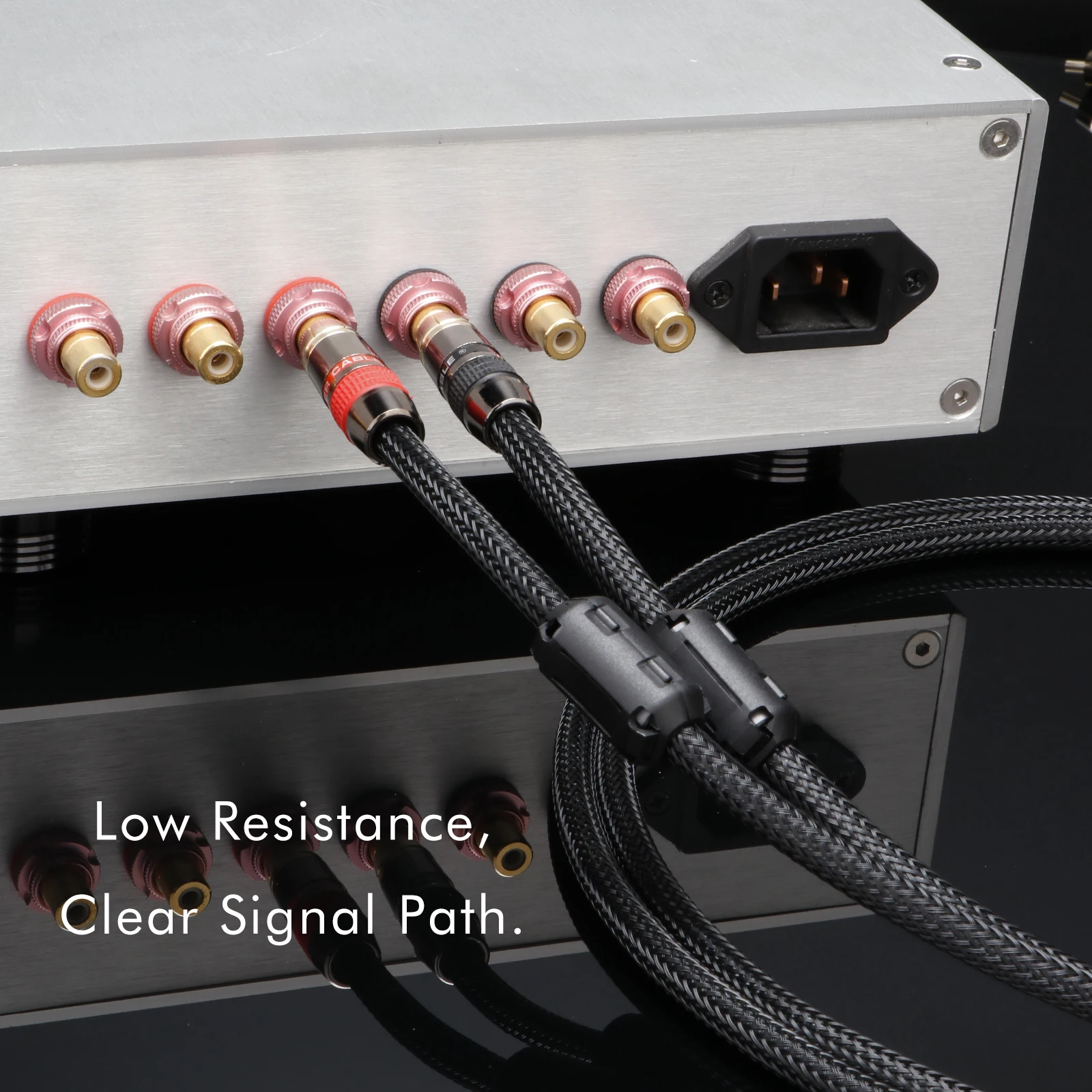 Paar 2RCA zu 2RCA Verbindungskabel 6N OFC Versilbertes RCA-Audiokabel für Heimkino DVD TV Verstärker CD – Detail 8