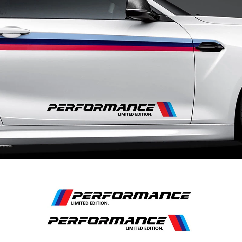 2Pcs Mperformance Car Body Sticker For BMW E30 E36 E39 E46 E60 E61 E64 E70 E71 E85 E87 E90 E83 F10 F20 F30 E80 M3 M5