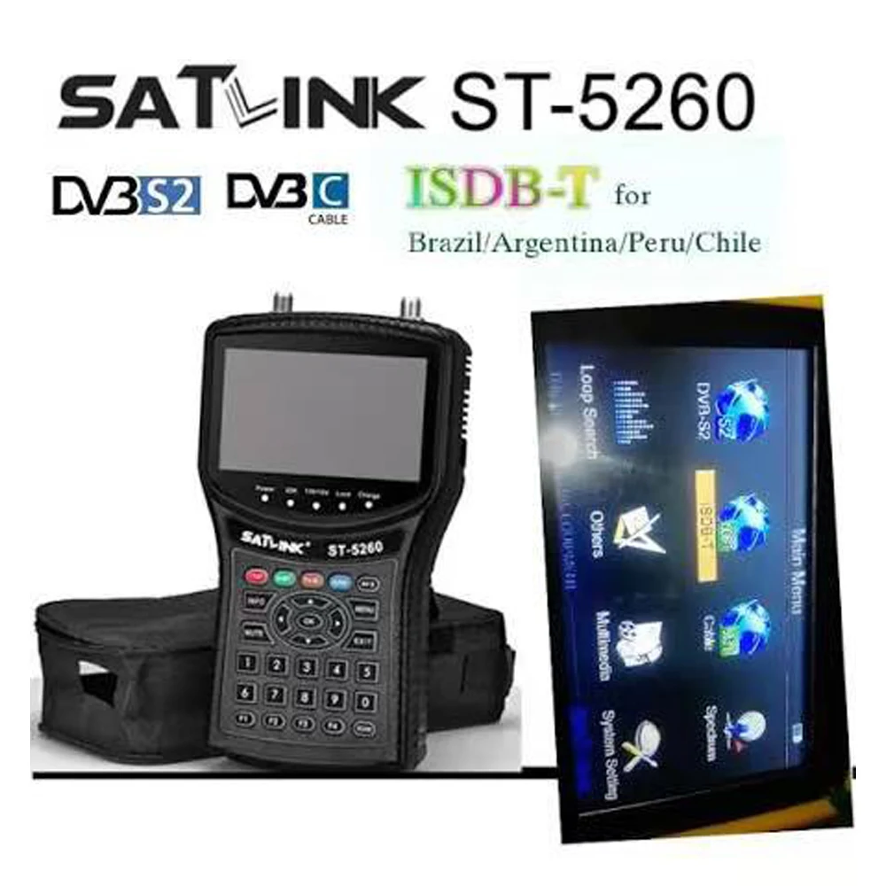 Satlink ST-5260 Combo Satellite Finder Meter DVB-S2 ISDB-T J83B Cable H.264 Digital TV Signal Detector