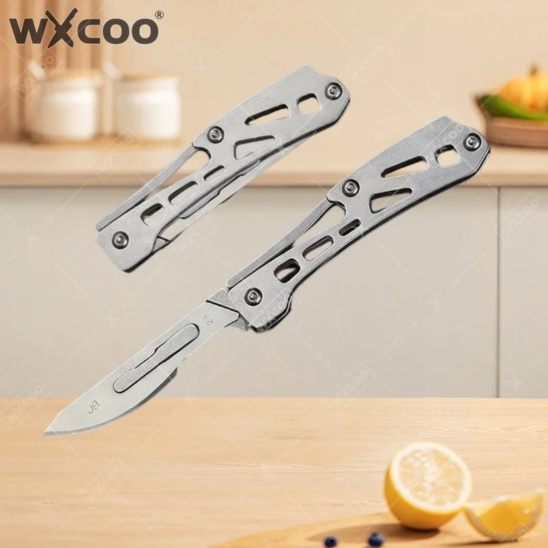 WXCOO Stainless Steel Folding Knife Multifunctional Kitchen Cooking Fruit Knife Bread Pastry Carving for Baking Kitchen Supplies