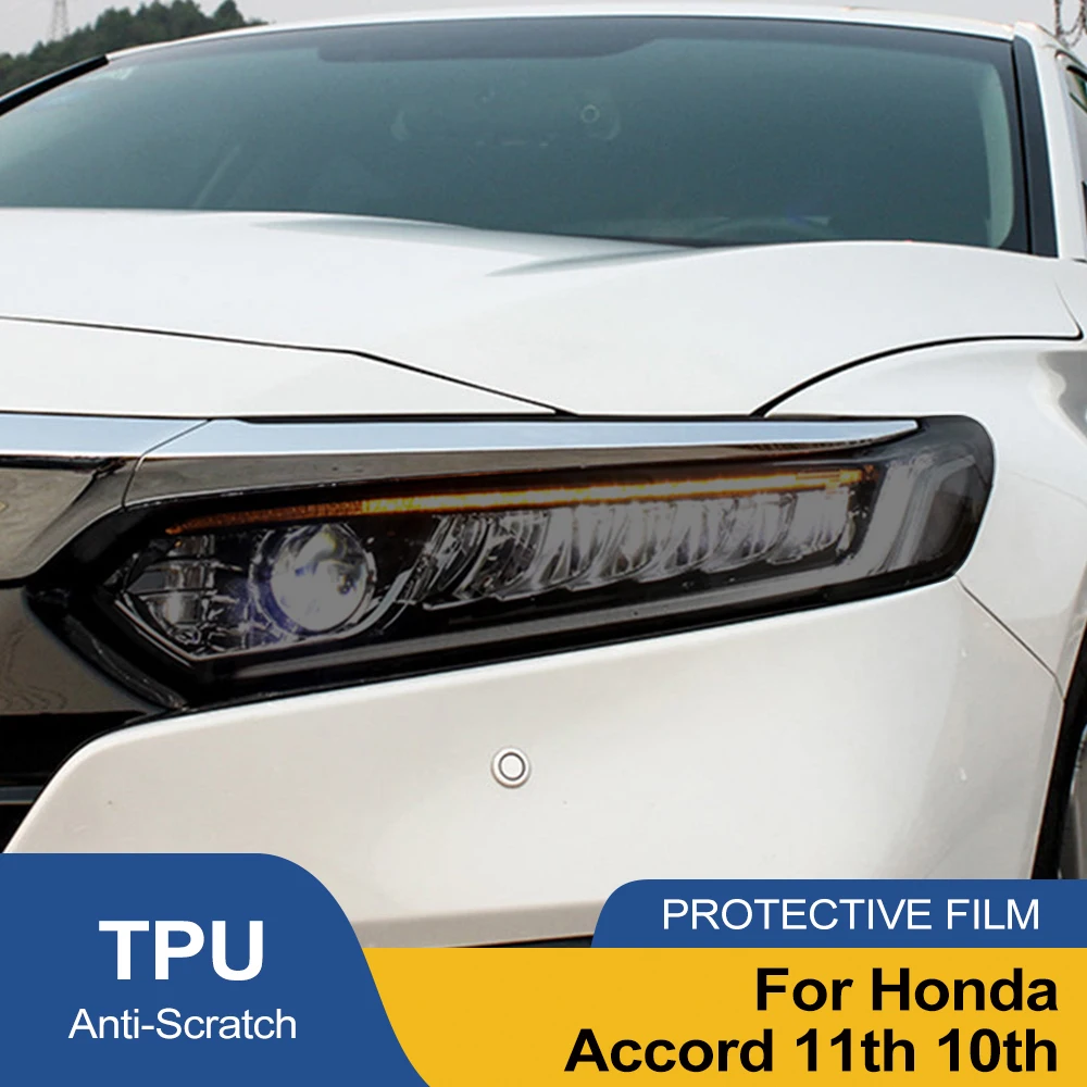 Smoke Black Car Headlight Protective Film for Honda Accord 10th 11th Pre Cut TPU PPF Anti-Scratch High-Gloss Vinyl Wrap Film
