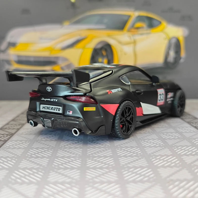 1: 32 simulation Toyota Supra GT4 alloy rally car model with doors that can be opened, sound and light feedback, car ornament