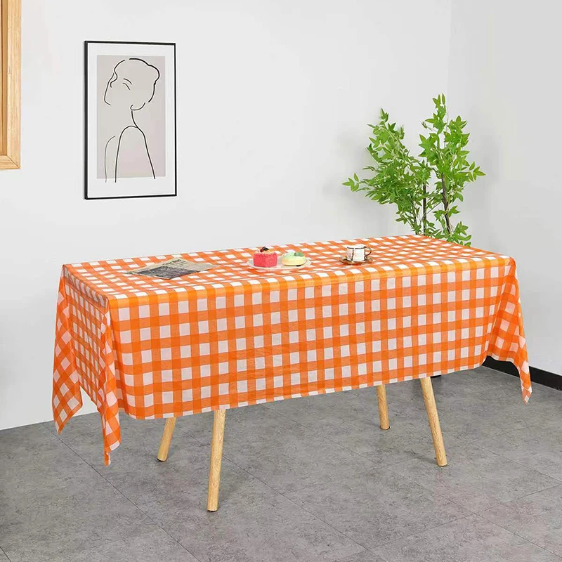 137x274cm Red Black Checkered Disposable Tablecloth Wedding Birthday Party Indoor Outdoor Picnic Plastic Waterproof Tablecloth