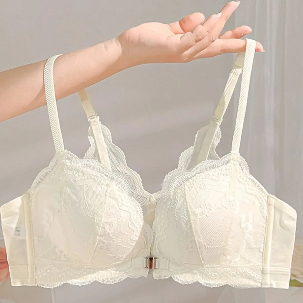 Lace Lingerie Wireless Deep V Bra Close-fitting Front Buckle Push Up Underwear Adjustable Traceless Seamless Bras Girls Women