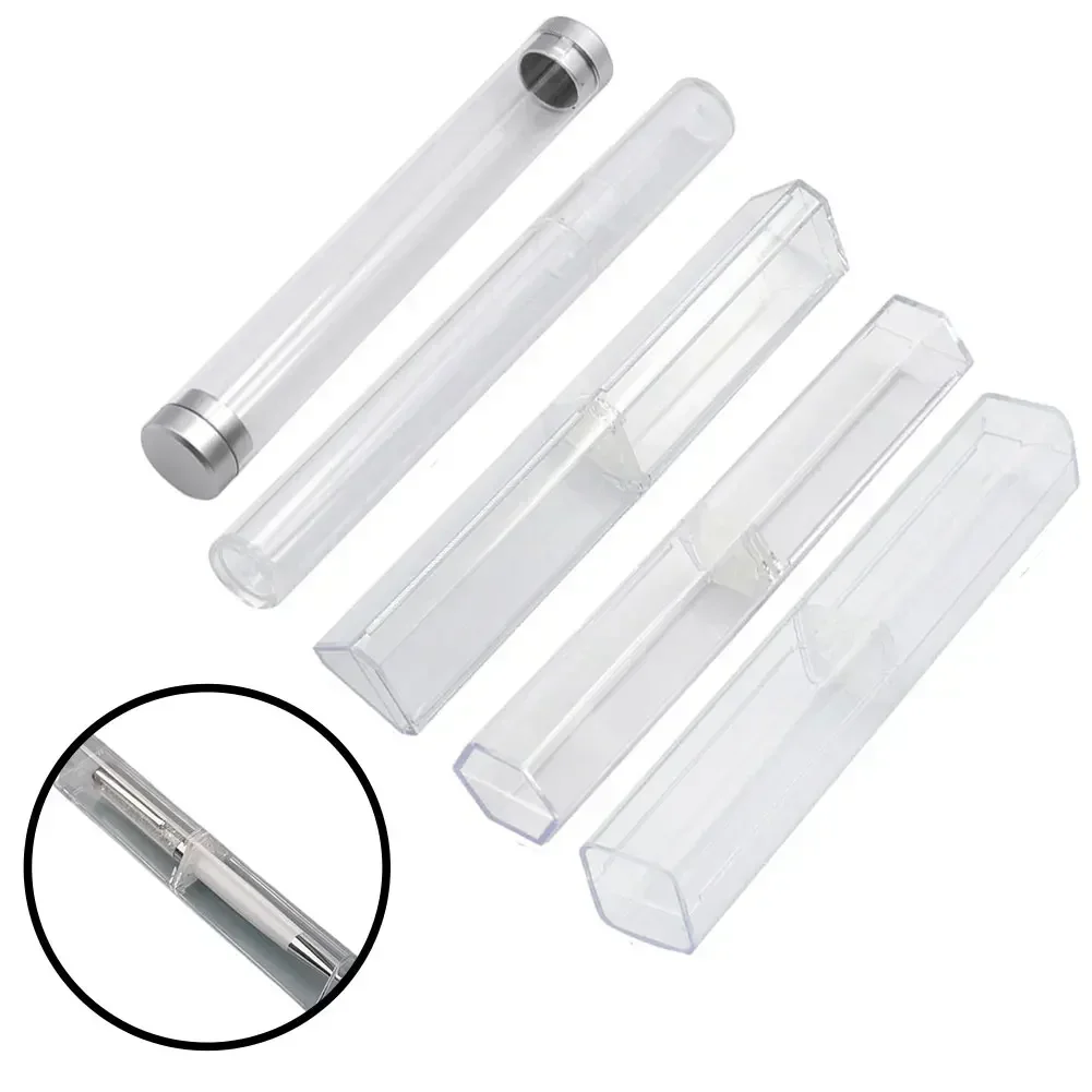 1pc Clear Acrylic Pen Box Double Cover Open For Holding Cosmetic Pencils Precious Pens Workshop Equipment Storage Boxes Tool