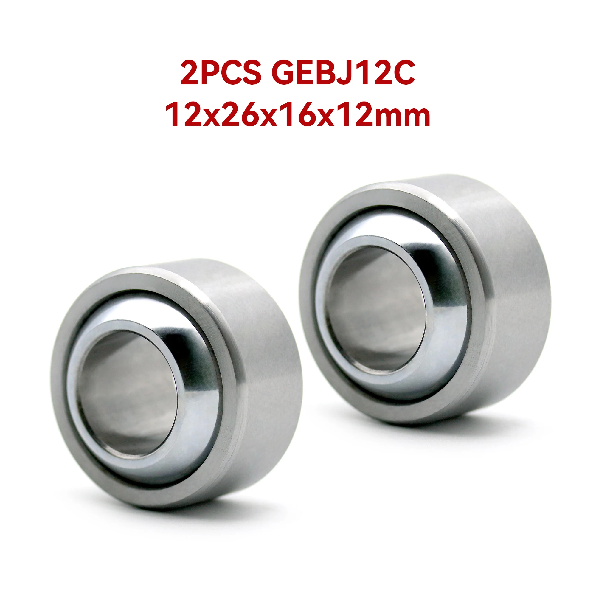2PCS GEBJ12C Spherical Plain Bearing 12x26x16x12mm Radial Spherical Plain Bearing for Machinery Equipment Maintenance-free