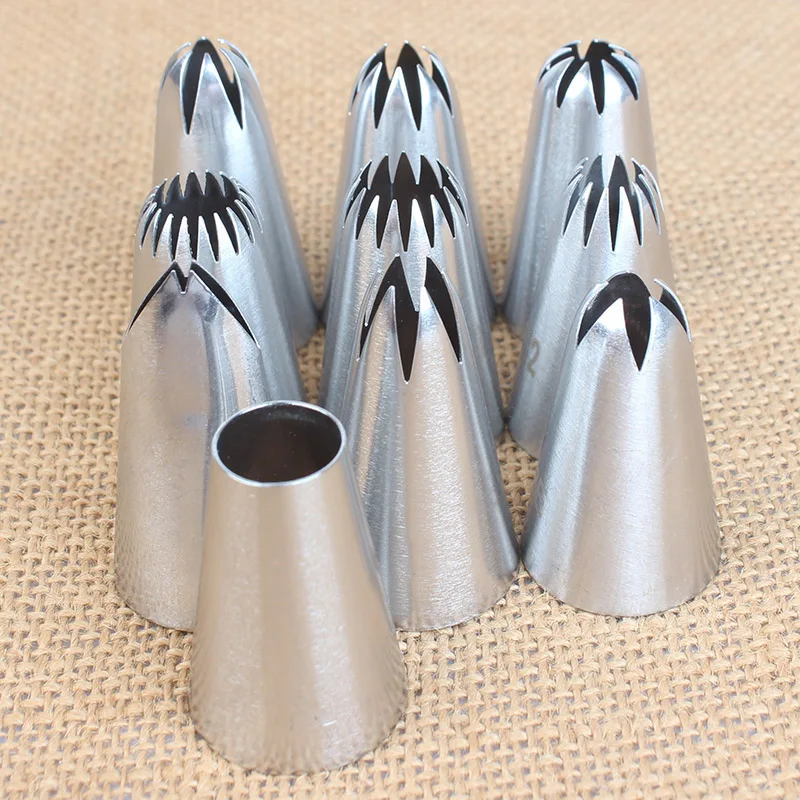 10pcs Piping Nozzles Set,Stainless Steel Icing Nozzles, Cream Cake Piping Tips For Dessert Biscuit Cup Cake, Kitchen Accessories image 4